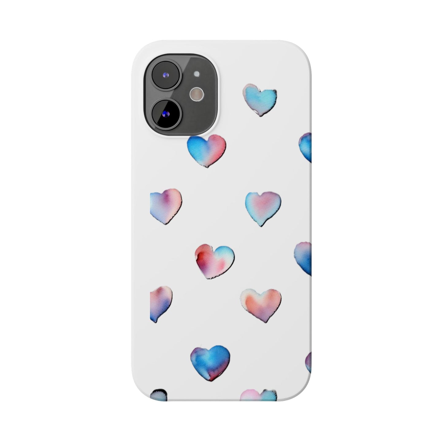 Slim Phone Cases - Hearts (White)