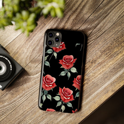 Slim Phone Cases - Roses (Black)