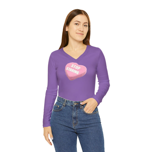 Candy Heart Women's Long Sleeve V-neck Shirt