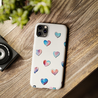 Slim Phone Cases - Hearts (White)