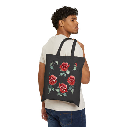 Rose Pattern - Cotton Canvas Tote Bag