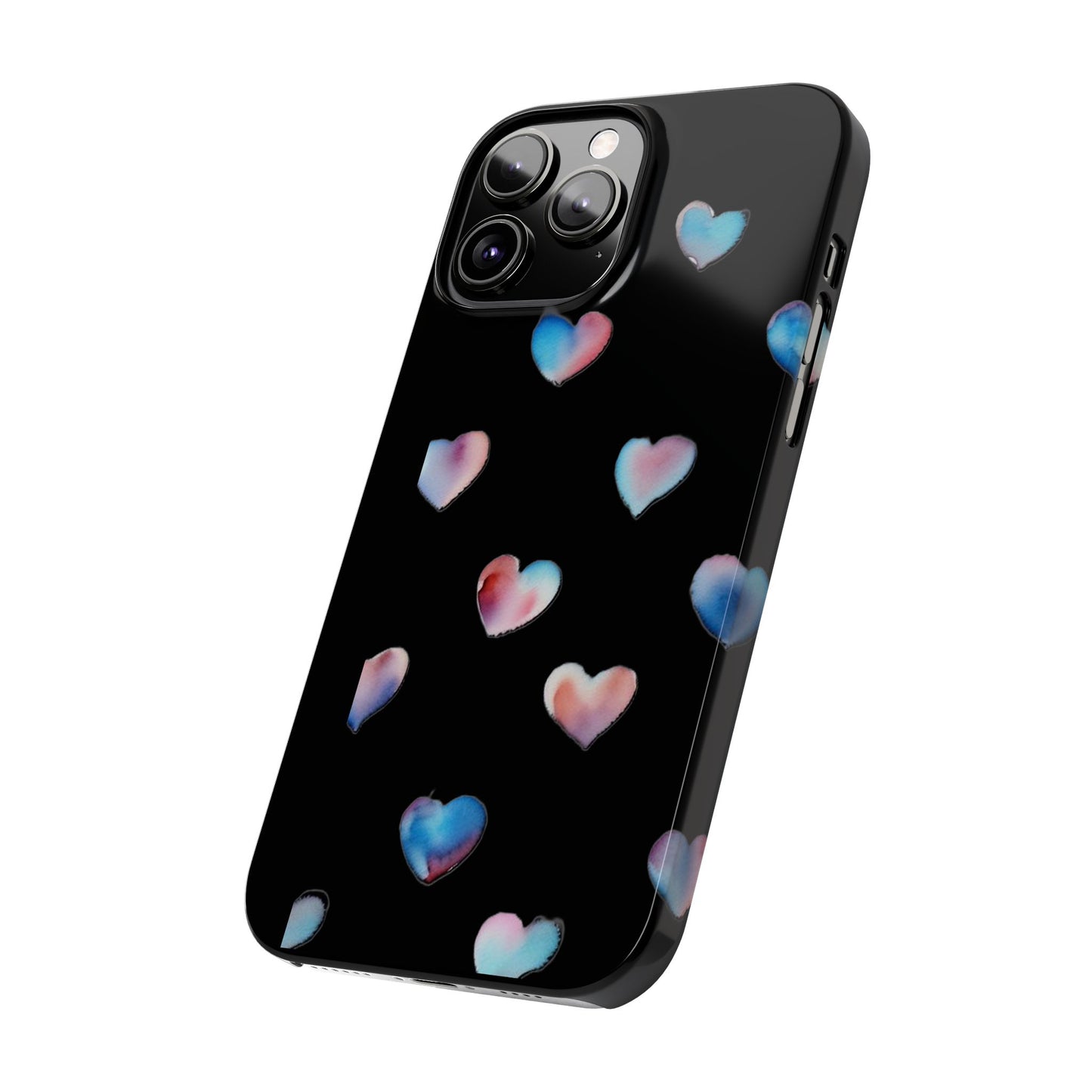 Slim Phone Cases - Hearts (Black)