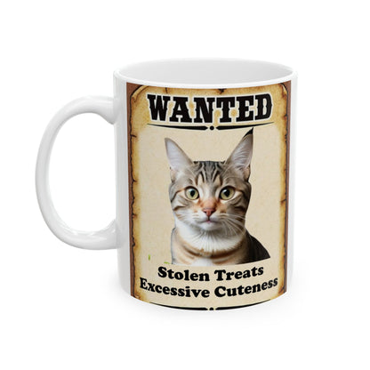 Wanted Poster Ceramic Mug - Gray Cat