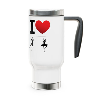 I Heart Dance - Stainless Steel Travel Mug with Handle, 14oz