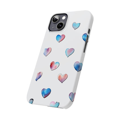 Slim Phone Cases - Hearts (White)