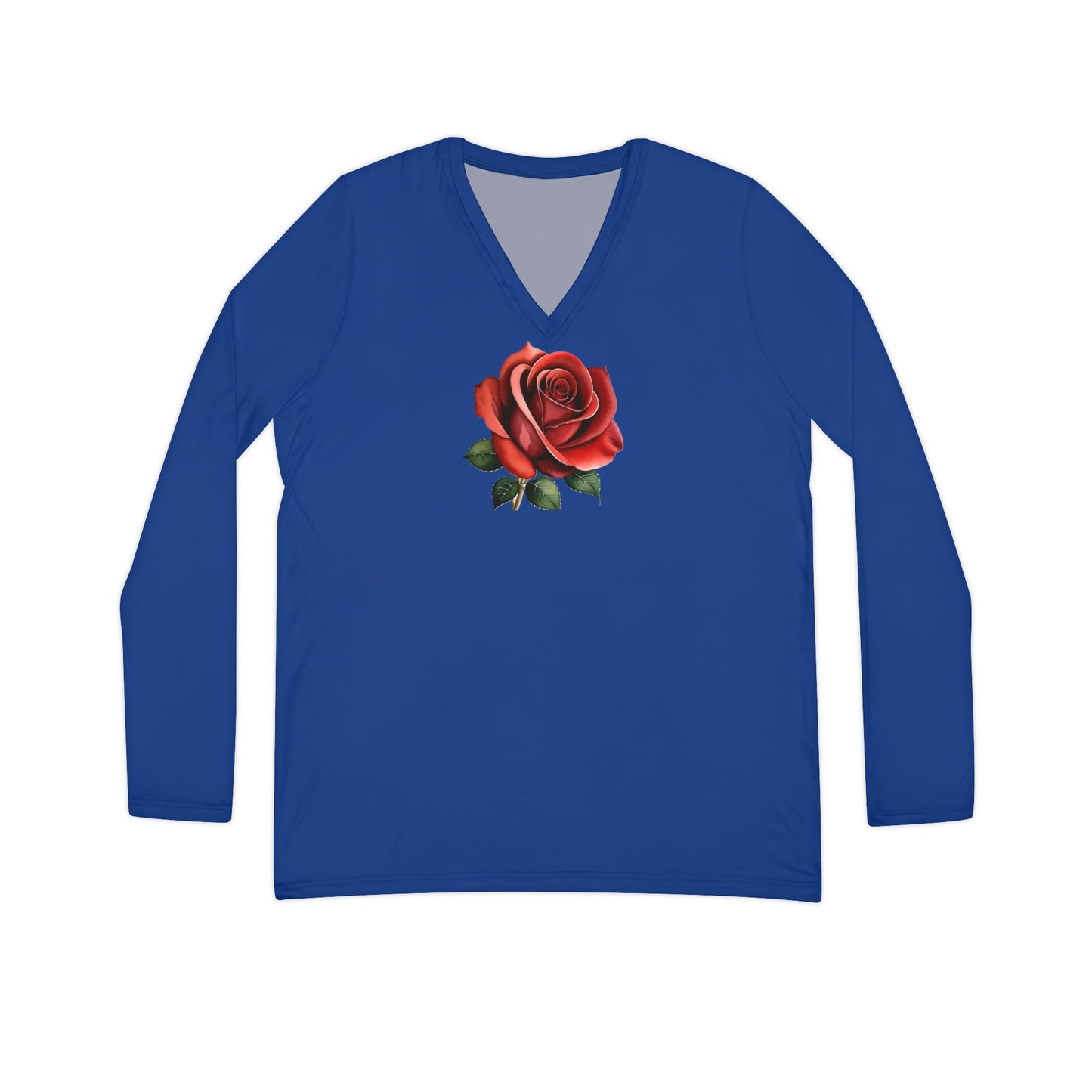 Women's Rose Long Sleeve V-neck Shirt