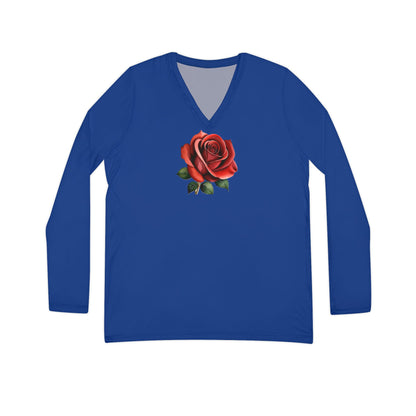 Women's Rose Long Sleeve V-neck Shirt