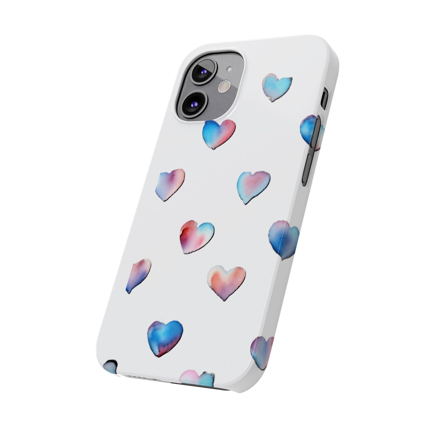 Slim Phone Cases - Hearts (White)