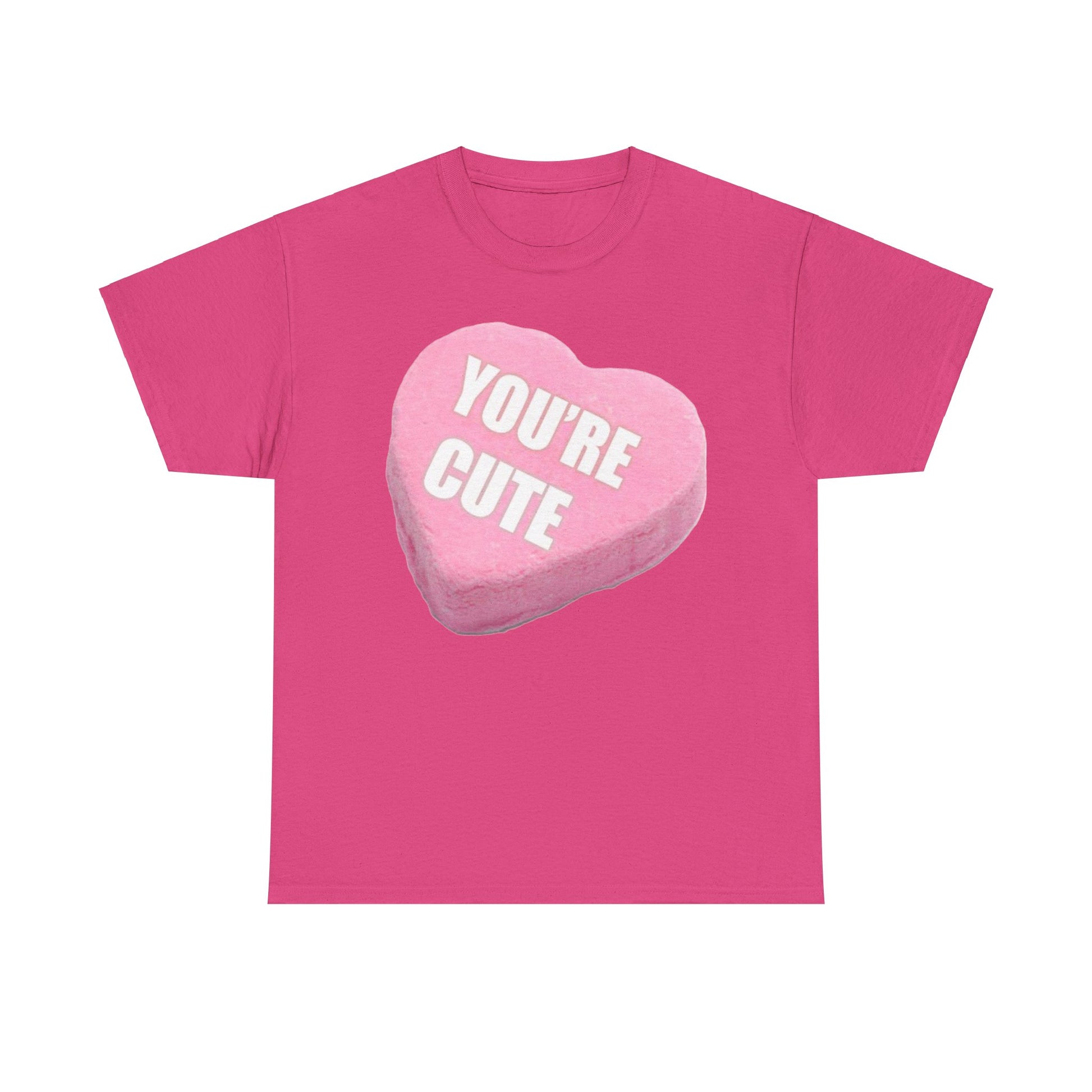 Candy Heart - "You're Cute" - Unisex Heavy Cotton T-Shirt - Better Mode