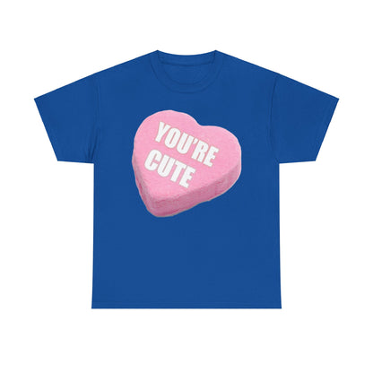 Candy Heart - "You're Cute" - Unisex Heavy Cotton T-Shirt - Better Mode