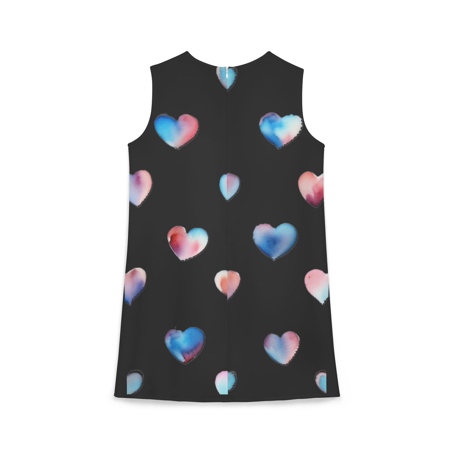 A-line Sleeveless Dress - Hearts (Black)