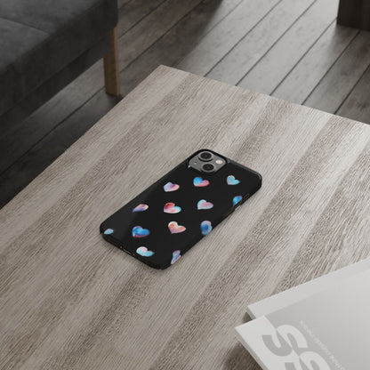 Slim Phone Cases - Hearts (Black)