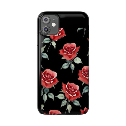 Slim Phone Cases - Roses (Black)