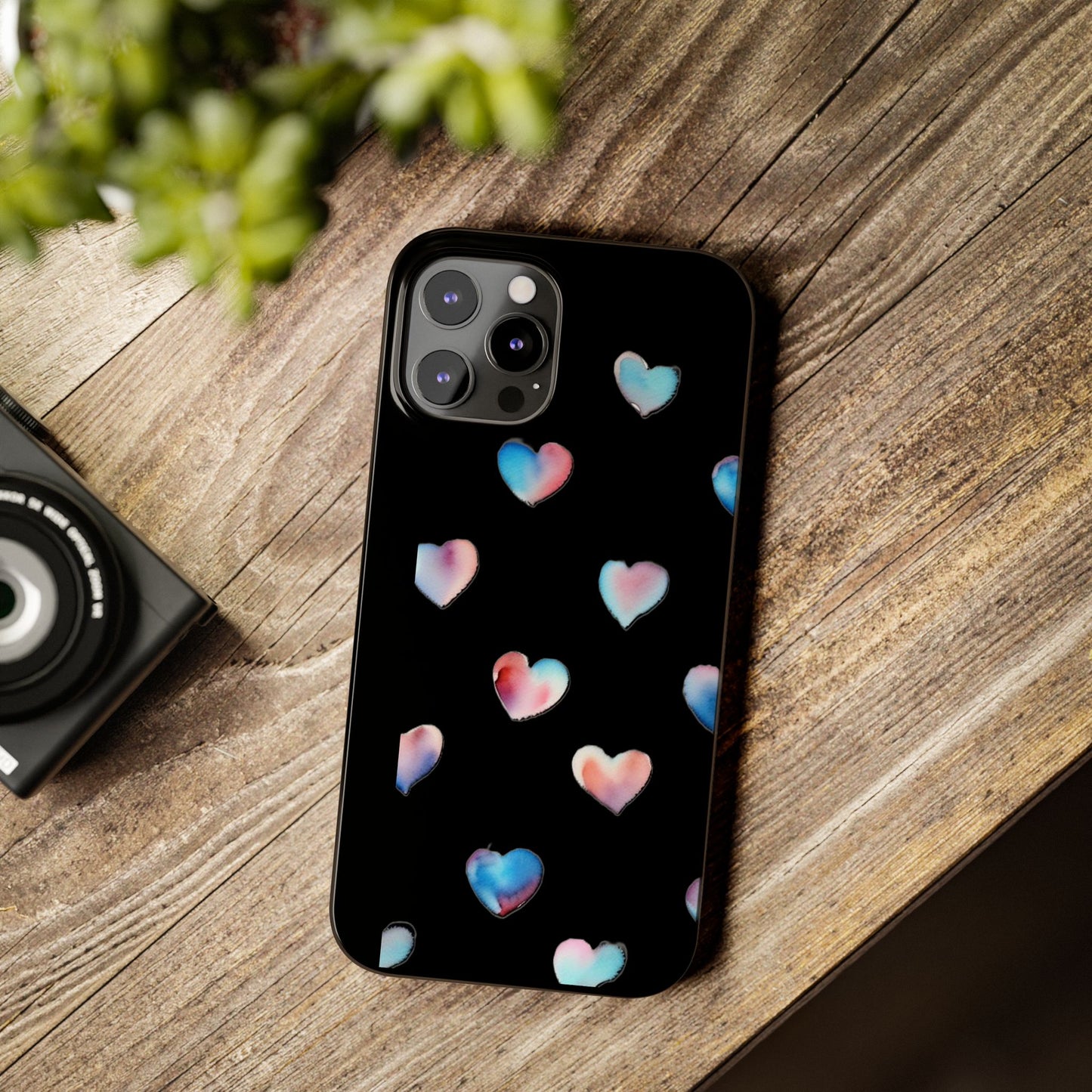 Slim Phone Cases - Hearts (Black)