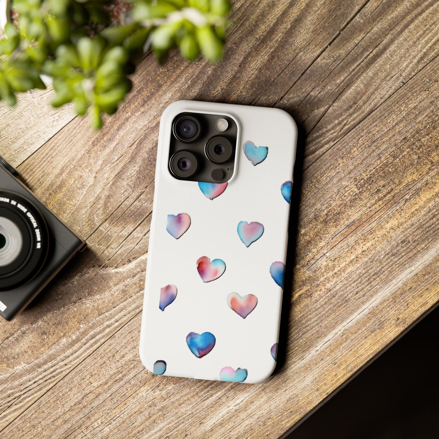 Slim Phone Cases - Hearts (White)