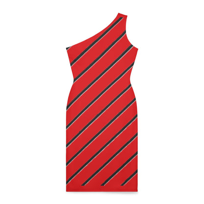 Striped - Shoulder Dress (Red)