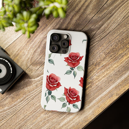 Slim Phone Cases - Roses (White)