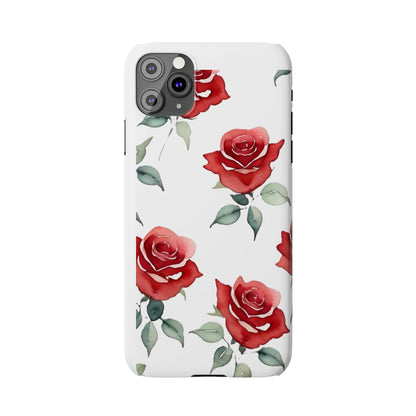 Slim Phone Cases - Roses (White)