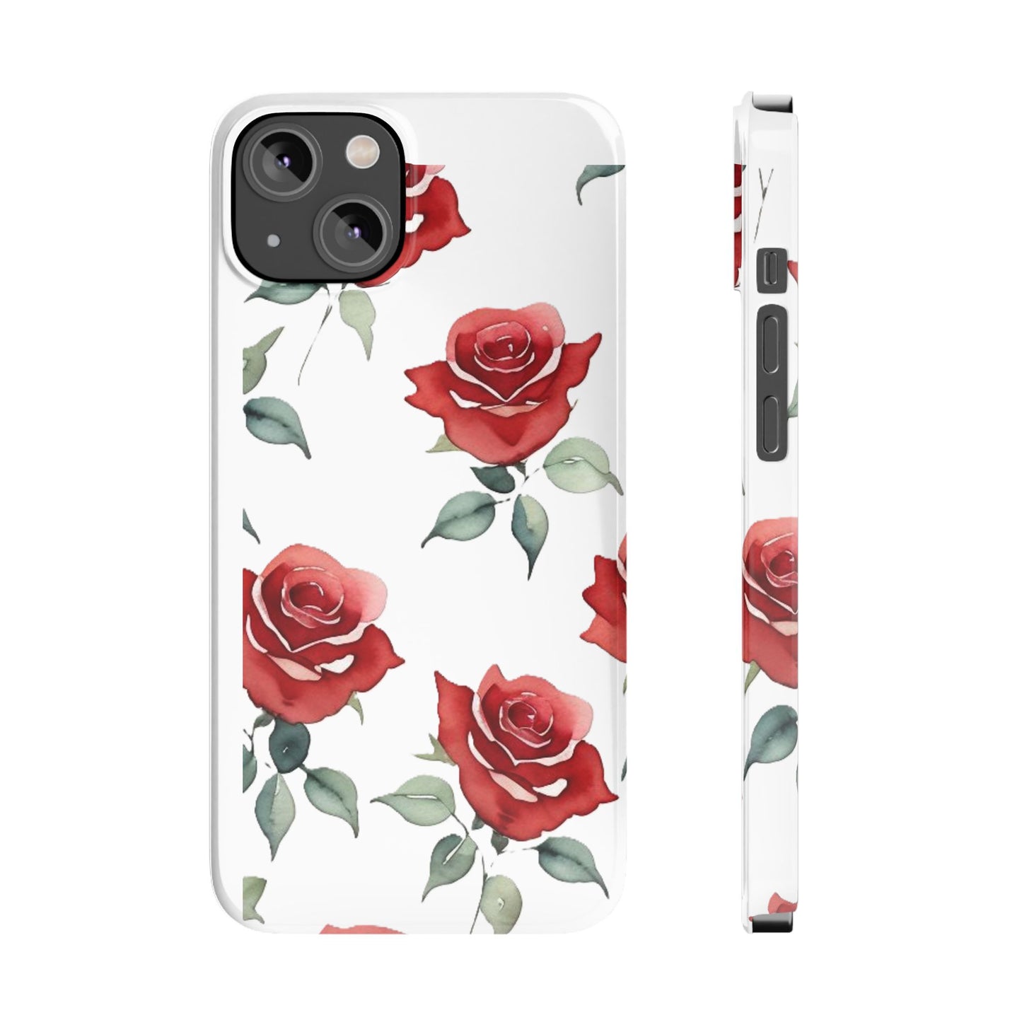 Slim Phone Cases - Roses (White)