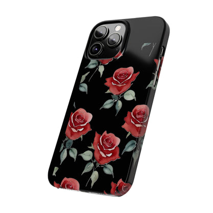 Slim Phone Cases - Roses (Black)