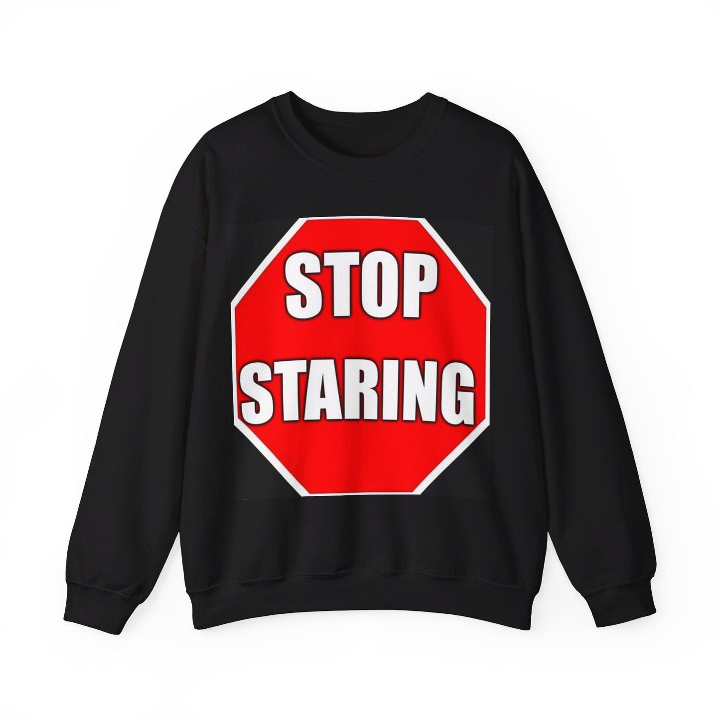 Stop Staring (Black) - Unisex Heavy Blend™ Crewneck Sweatshirt