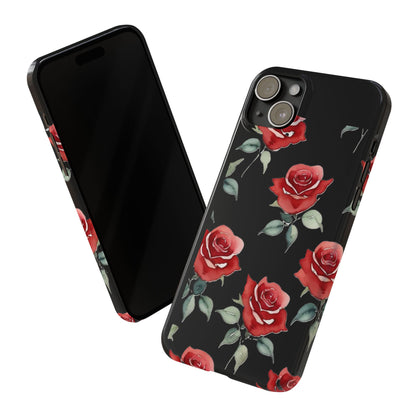 Slim Phone Cases - Roses (Black)