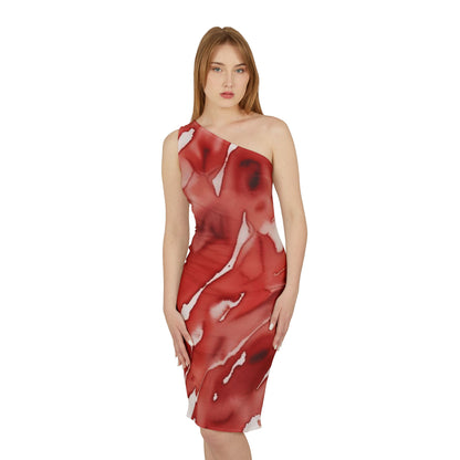 Red Marble Shoulder Dress