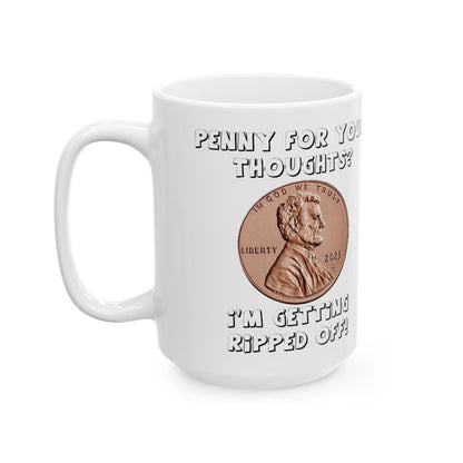 Penny...Thoughts (White) - Ceramic Mug, (11oz, 15oz)