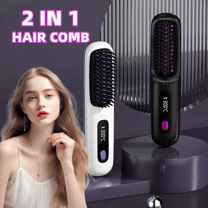 2 In 1 Wireless Hair Straightener Brush - Better Mode