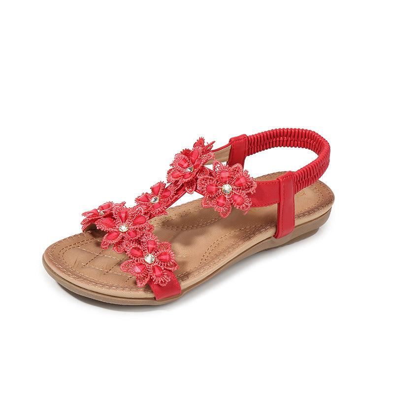 Women's Sandals - T-Shaped Flower - Beach Sandals