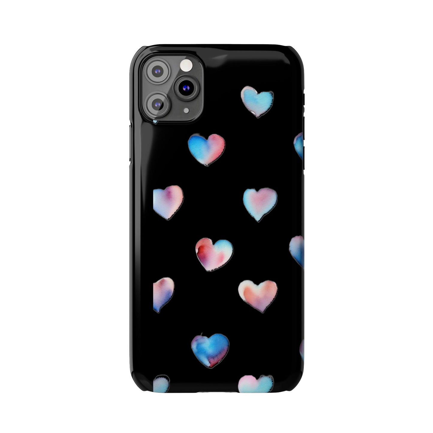 Slim Phone Cases - Hearts (Black)