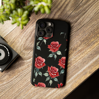 Slim Phone Cases - Roses (Black)