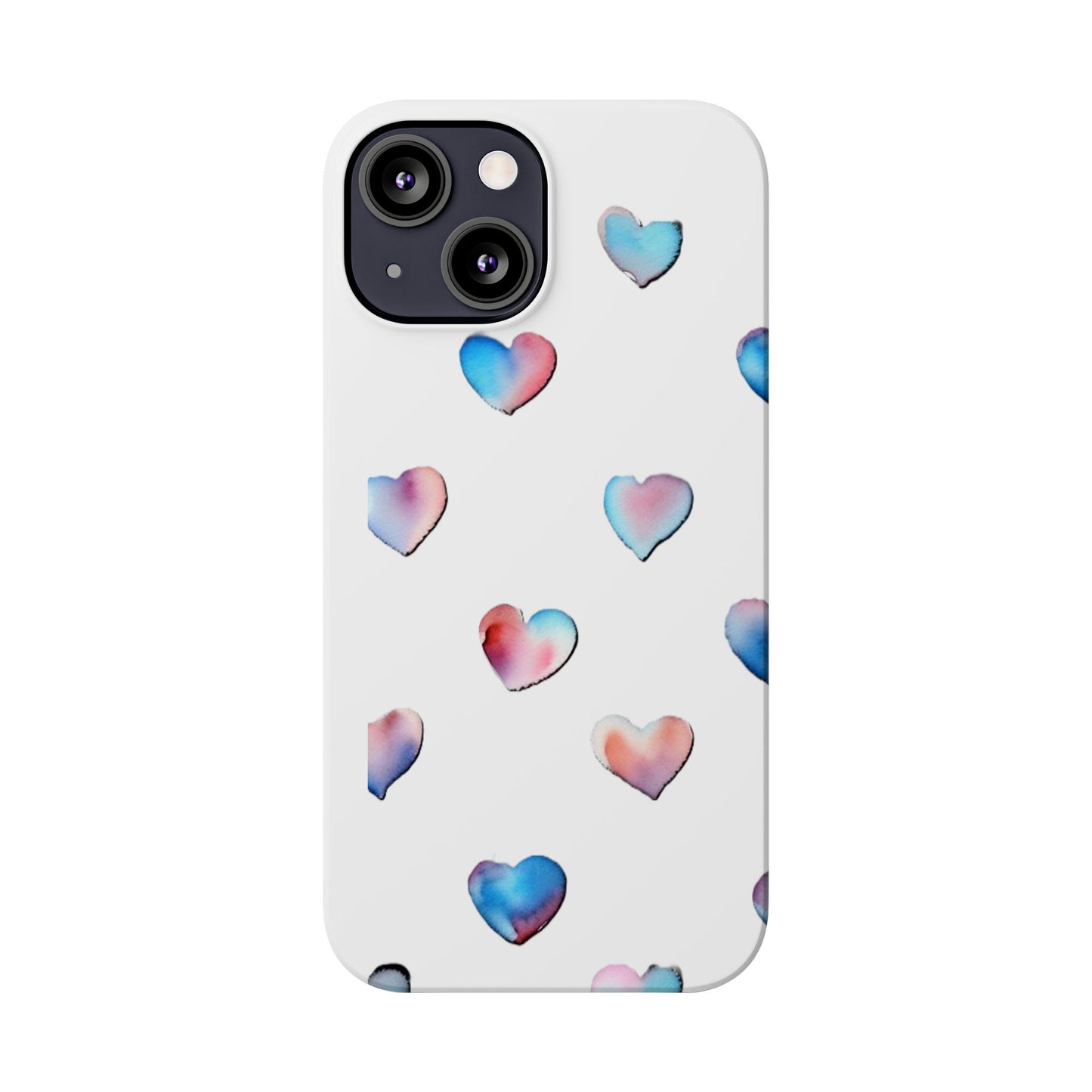 Slim Phone Cases - Hearts (White)