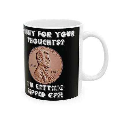 Penny...Thoughts (Black) - Ceramic Mug, (11oz, 15oz)