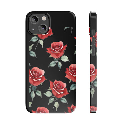 Slim Phone Cases - Roses (Black)