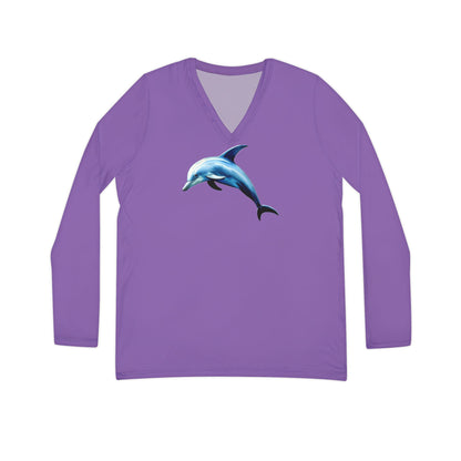 Women's Dolphin Long Sleeve V-neck Shirt