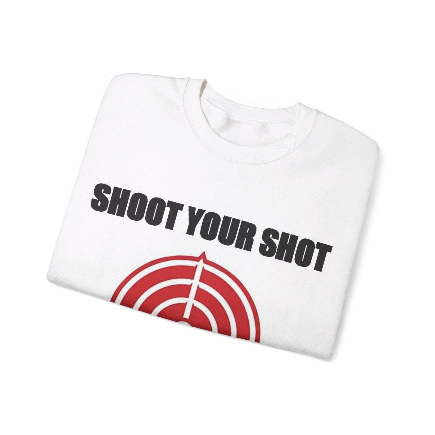 Shoot Shot (White) - Unisex Heavy Blend™ Crewneck Sweatshirt - Better Mode