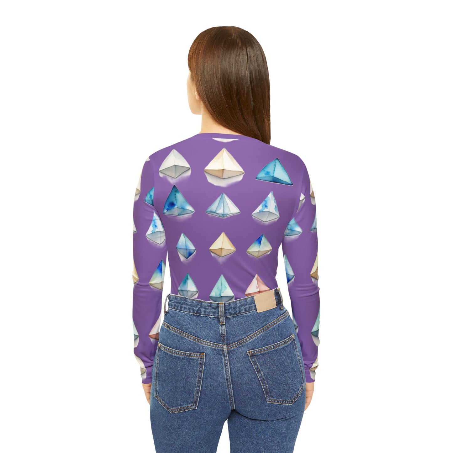 Triangle Pattern Women's Long Sleeve V-neck Shirt