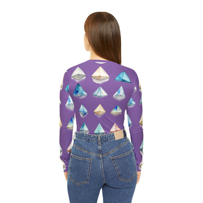 Triangle Pattern Women's Long Sleeve V-neck Shirt