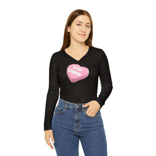 Candy Heart Women's Long Sleeve V-neck Shirt