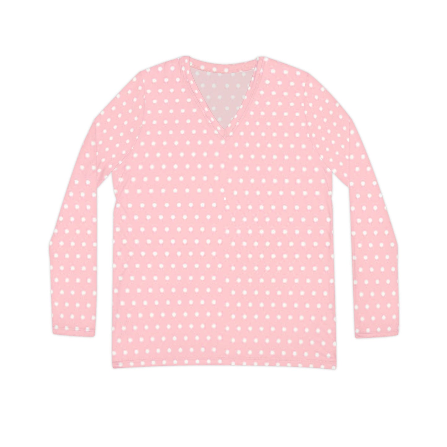 Women's Pink Long Sleeve V-neck Shirt