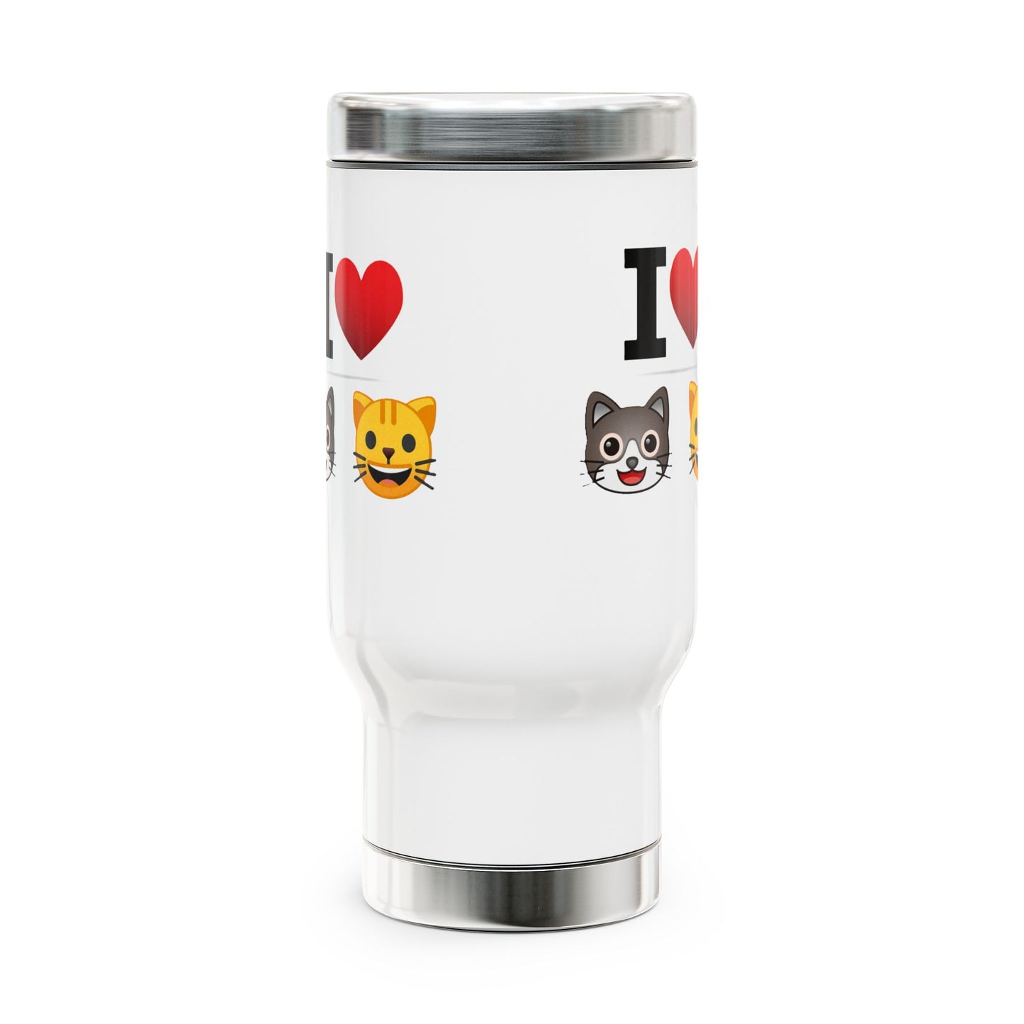 I Heart Cats - Stainless Steel Travel Mug with Handle, 14oz