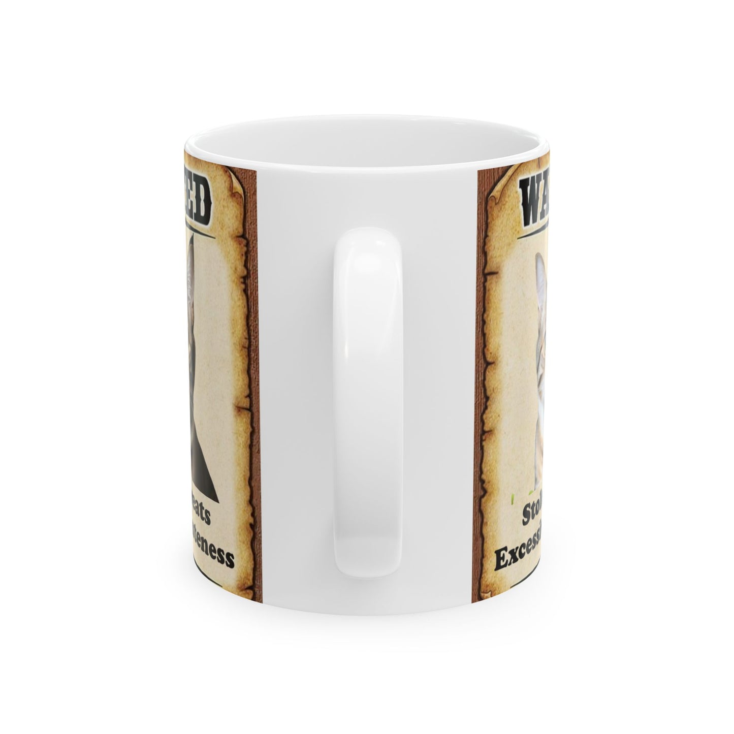 Wanted Poster Ceramic Mug - Gray Cat