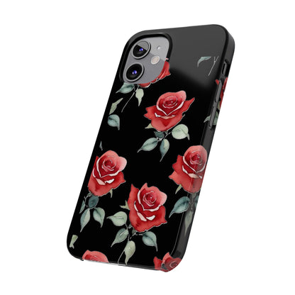 Slim Phone Cases - Roses (Black)