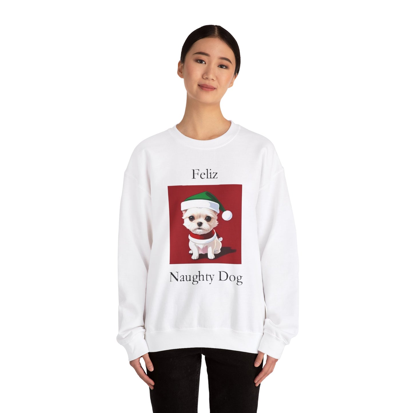 Christmas - Feliz Naughty Dog 2 - Unisex Heavy Blend™ Crewneck Sweatshirt - Better Mode