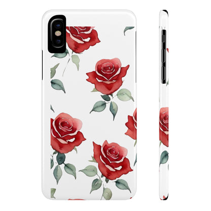 Slim Phone Cases - Roses (White)