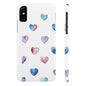 Slim Phone Cases - Hearts (White)