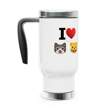 I Heart Cats - Stainless Steel Travel Mug with Handle, 14oz