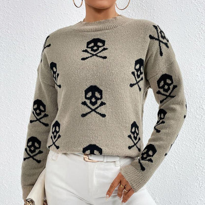 Women's Sweaters - Jacquard Crewneck - Pullovers