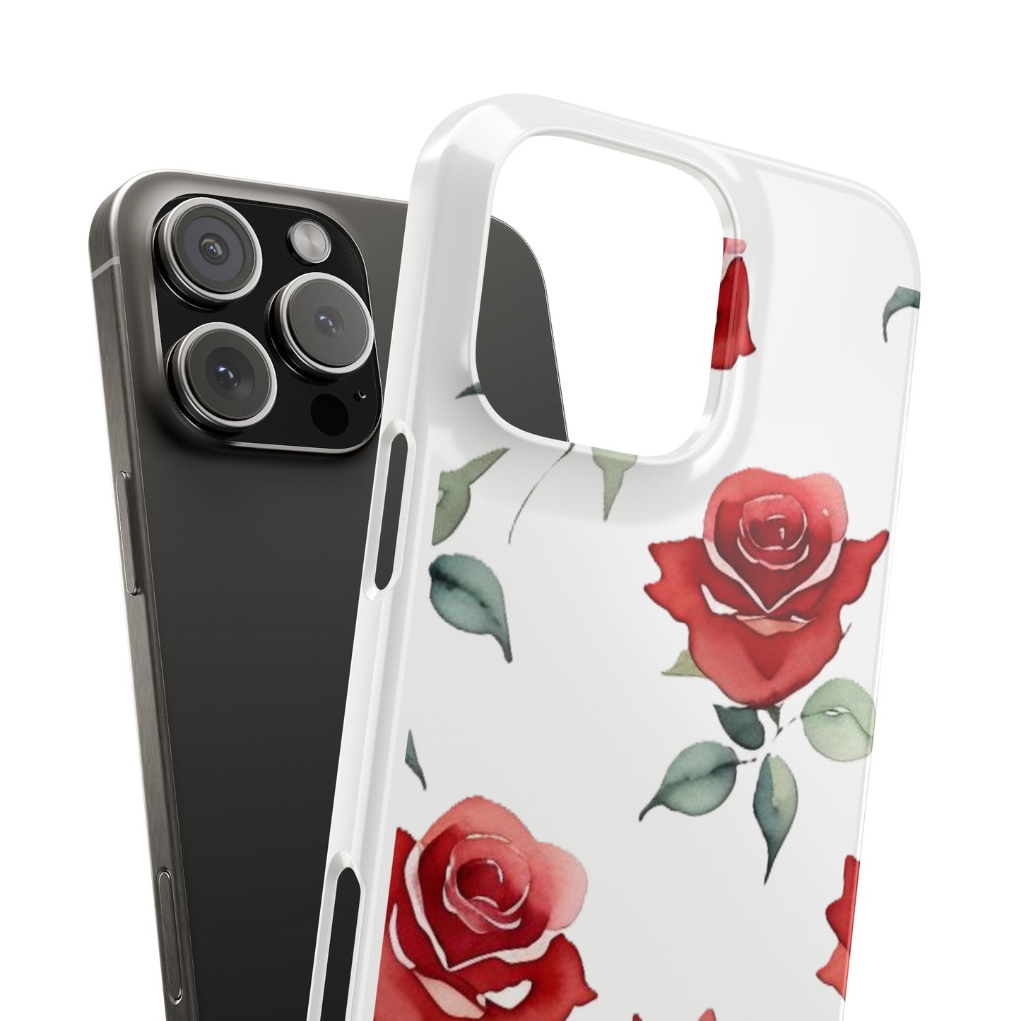 Slim Phone Cases - Roses (White)